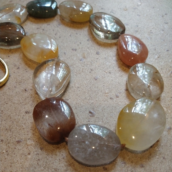 large RUTILATED QUARTZ NECKLACE statement - Picture 9 of 11